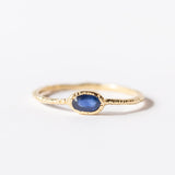 Horizontal Oval Blue Sapphire Ring