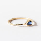 Horizontal Oval Blue Sapphire Ring