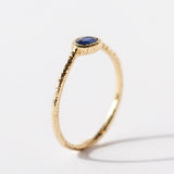 Horizontal Oval Blue Sapphire Ring