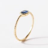 Horizontal Oval Blue Sapphire Ring