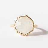 Round Rainbow Moonstone Ring