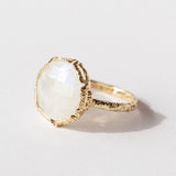 Round Rainbow Moonstone Ring
