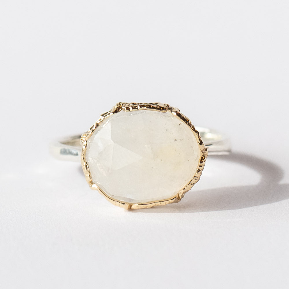 Oval Rainbow Moonstone Ring