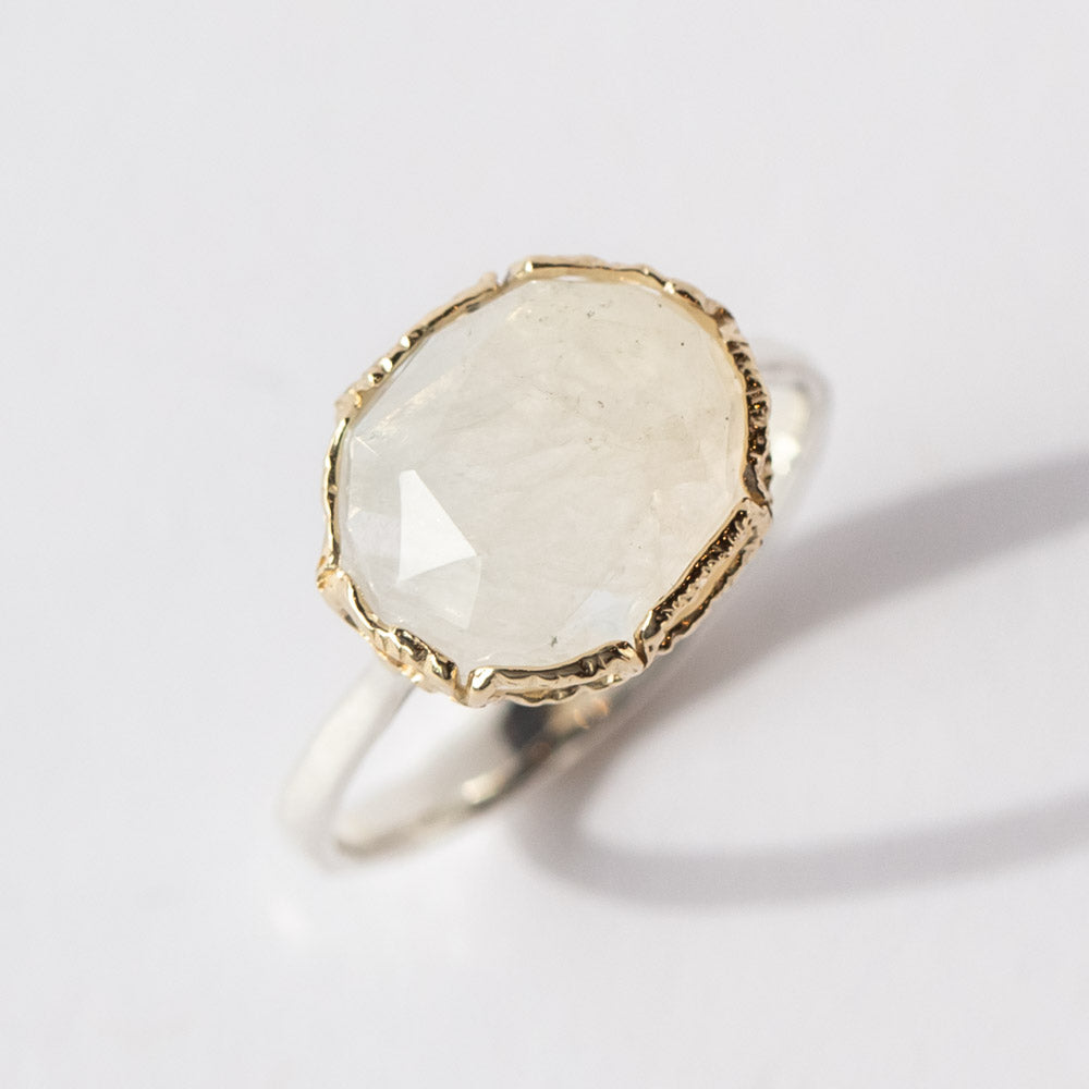 Oval Rainbow Moonstone Ring