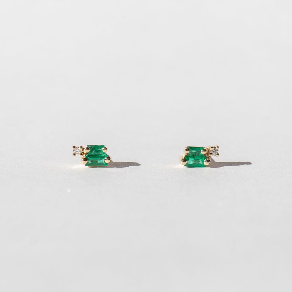 Suzanne Kalan | 18k Bold Burst Emerald and Diamond Stud Earrings