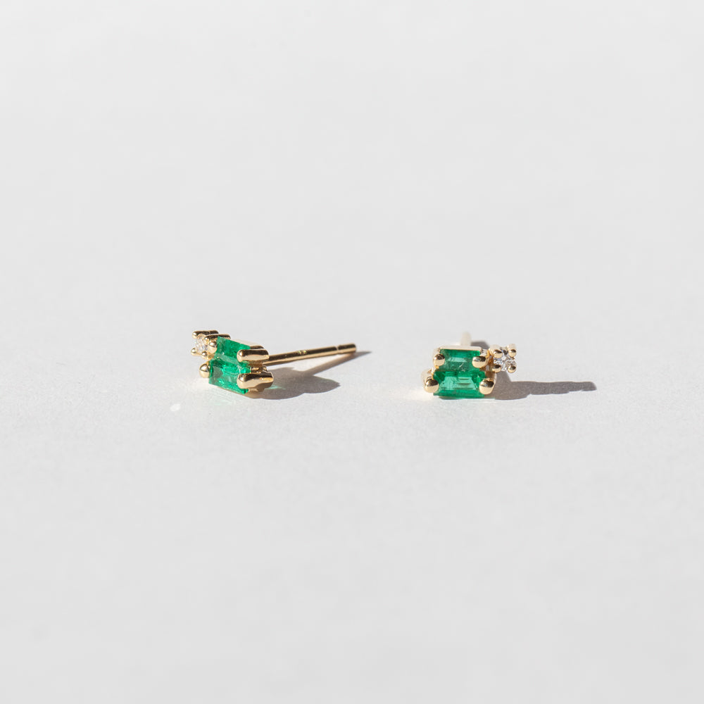 Suzanne Kalan | 18k Bold Burst Emerald and Diamond Stud Earrings