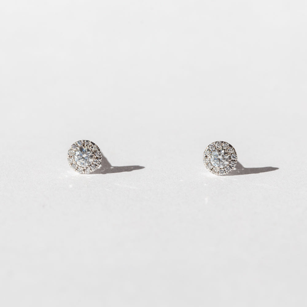 Suzanne Kalan | 18k Mini Circle Halo Diamond Stud Earrings