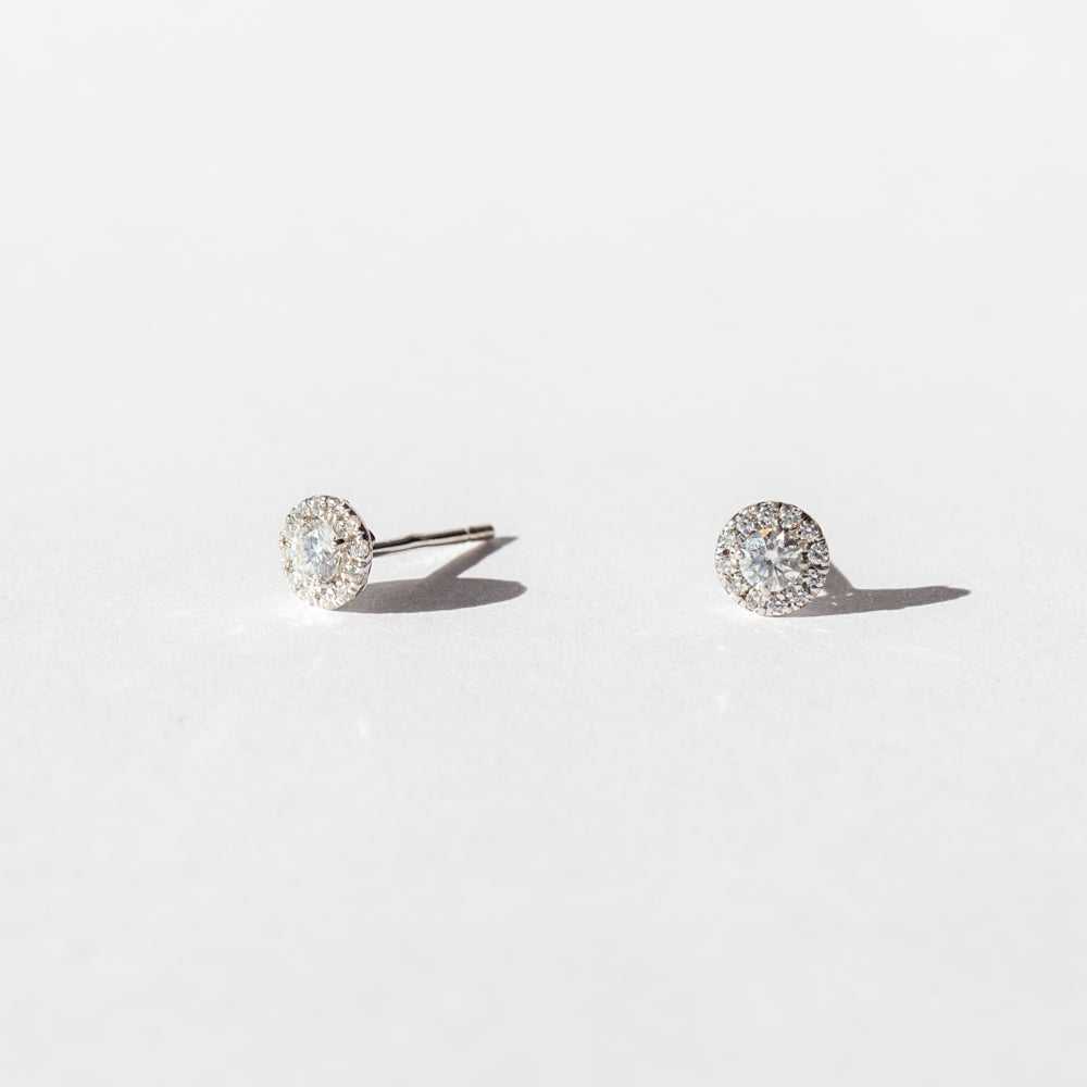 Suzanne Kalan | 18k Mini Circle Halo Diamond Stud Earrings