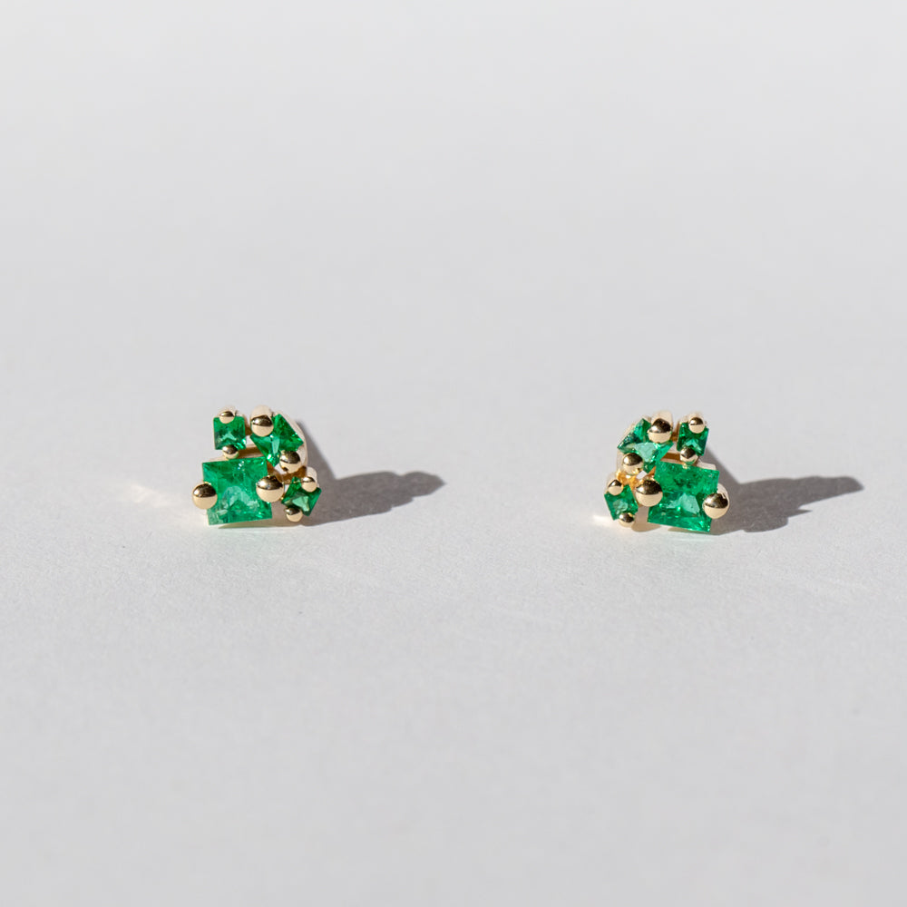 Suzanne Kalan | 18k Princess-Cut Emerald Cluster Stud Earrings