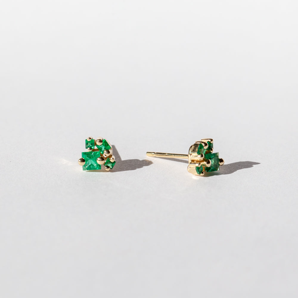Suzanne Kalan | 18k Princess-Cut Emerald Cluster Stud Earrings