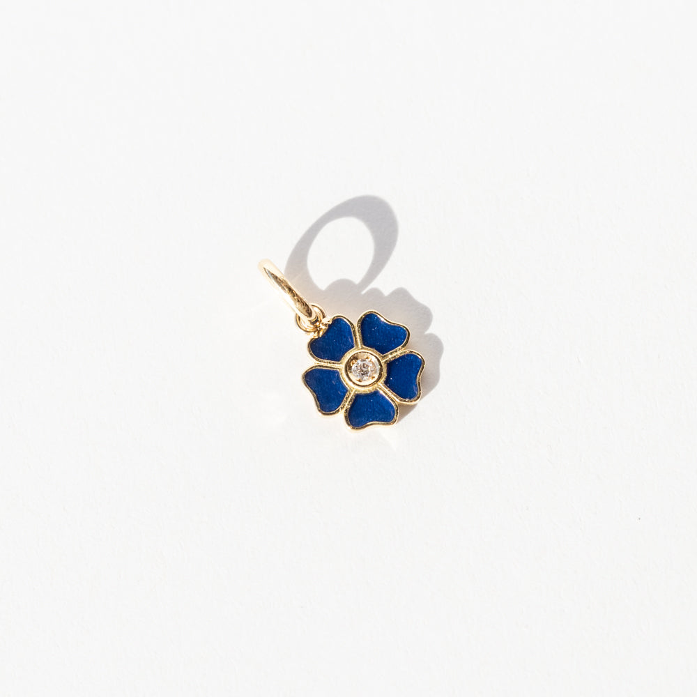 Flower Charm with Diamond, Lapis