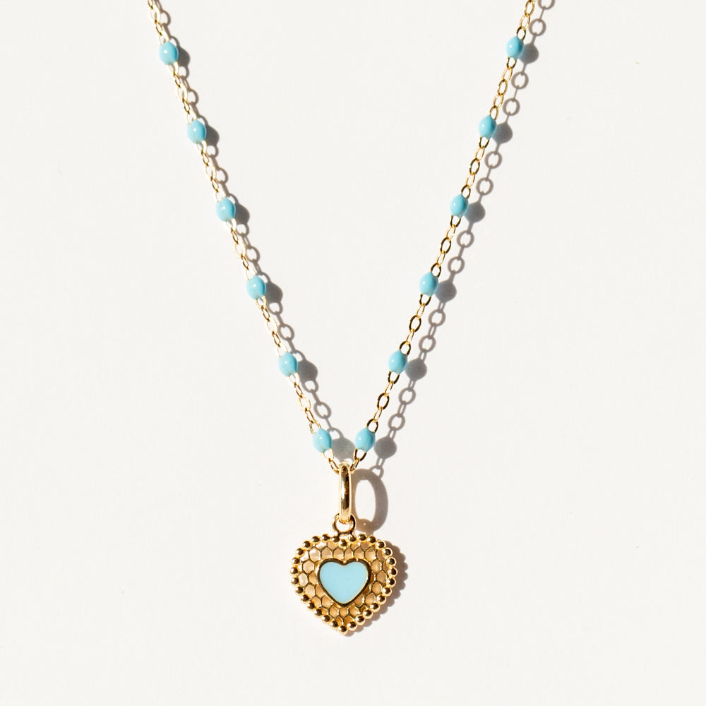 Lace Heart Charm, Turquoise