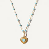 Lace Heart Charm, Turquoise
