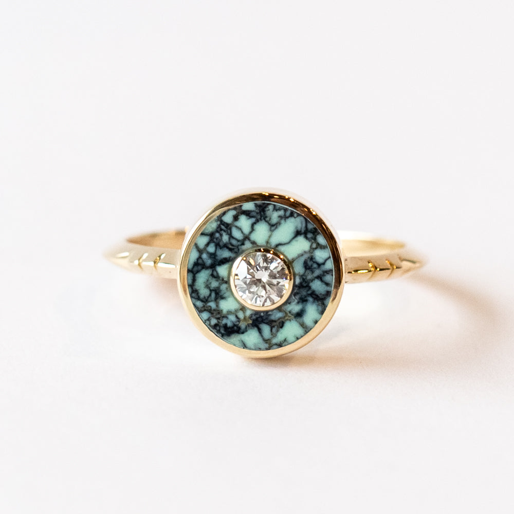Angel Wing Variscite and Diamond Cerclen Ring