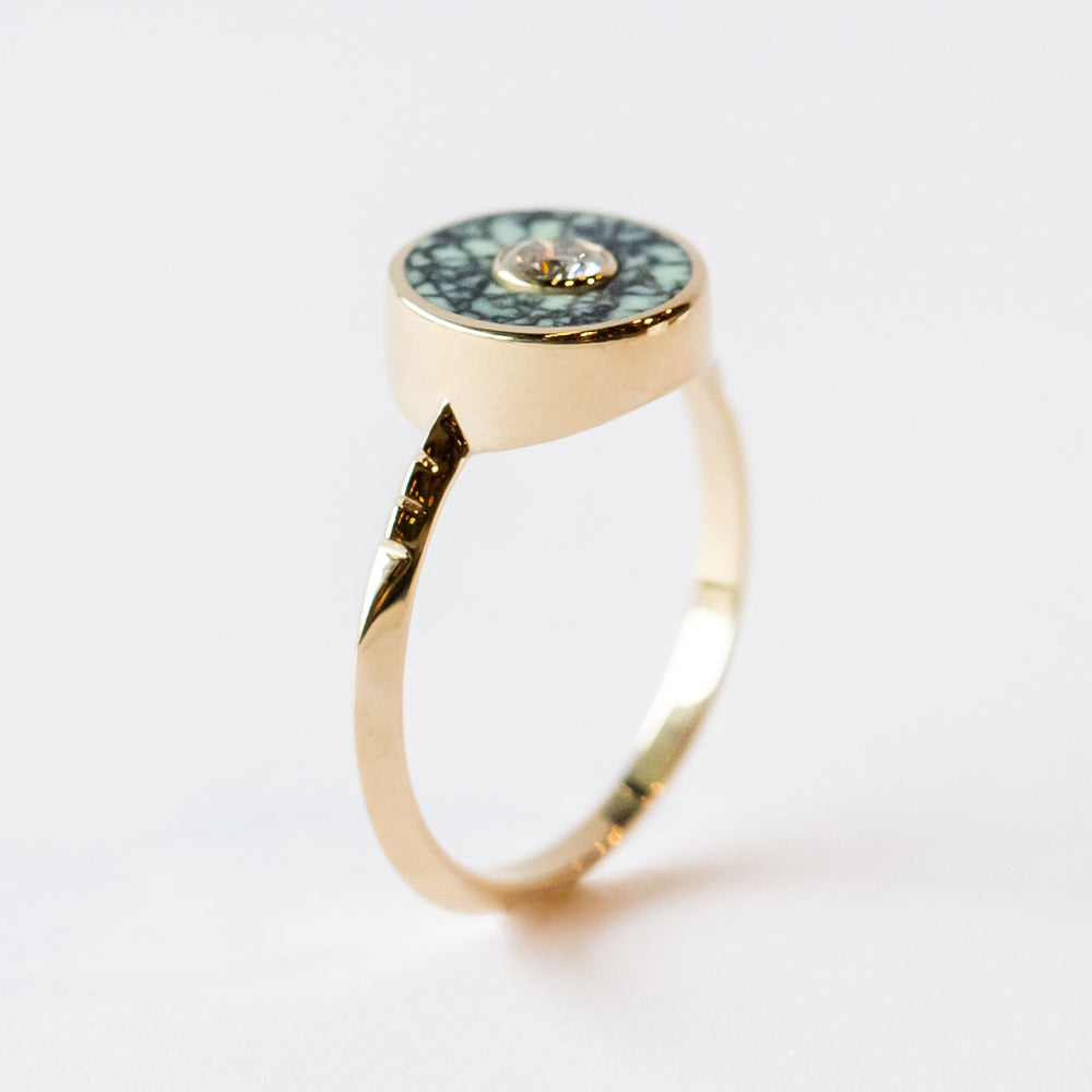 Angel Wing Variscite and Diamond Cerclen Ring