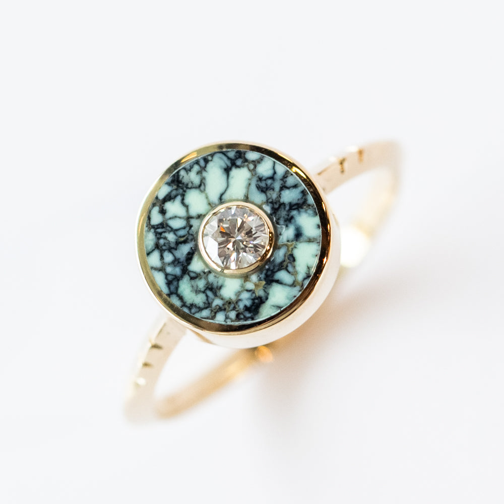 Angel Wing Variscite and Diamond Cerclen Ring