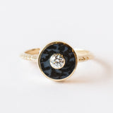 Black Jade and Diamond Cerclen Ring