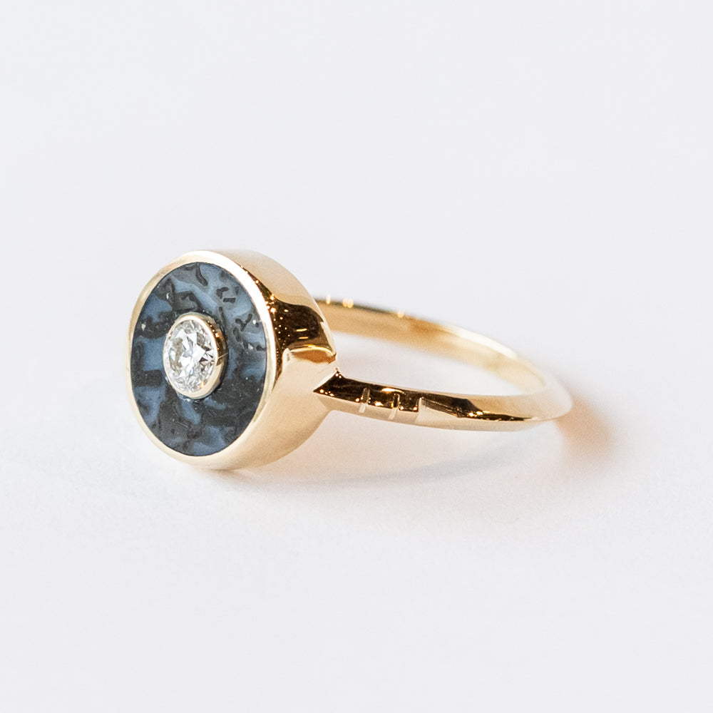 Black Jade and Diamond Cerclen Ring