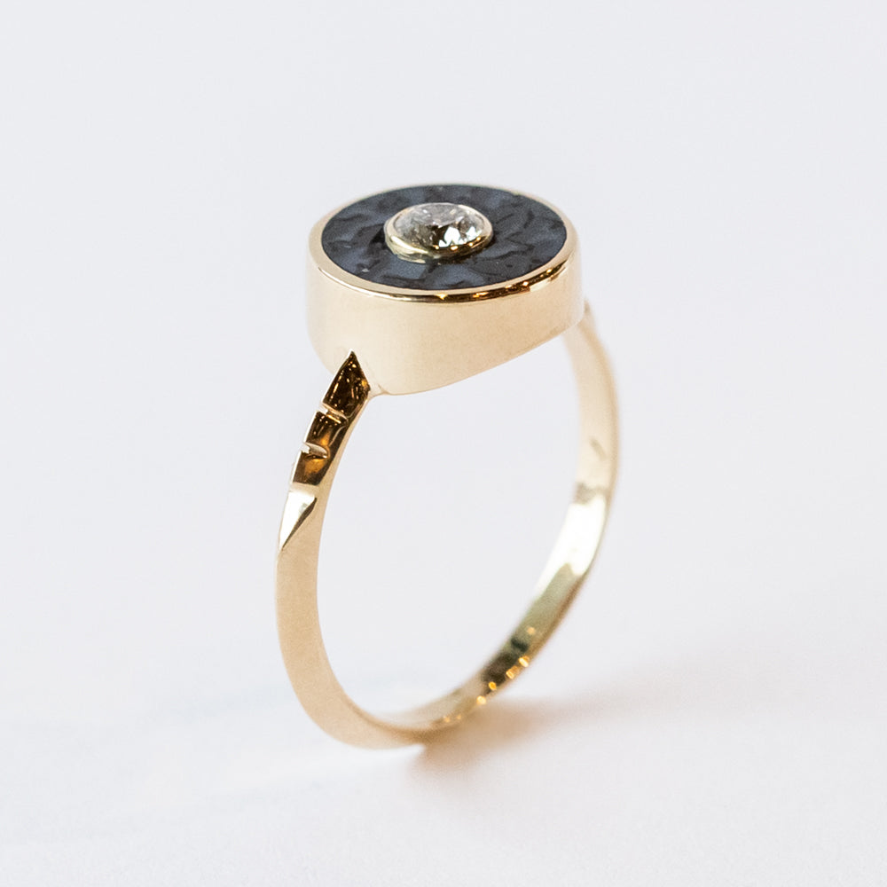 Black Jade and Diamond Cerclen Ring