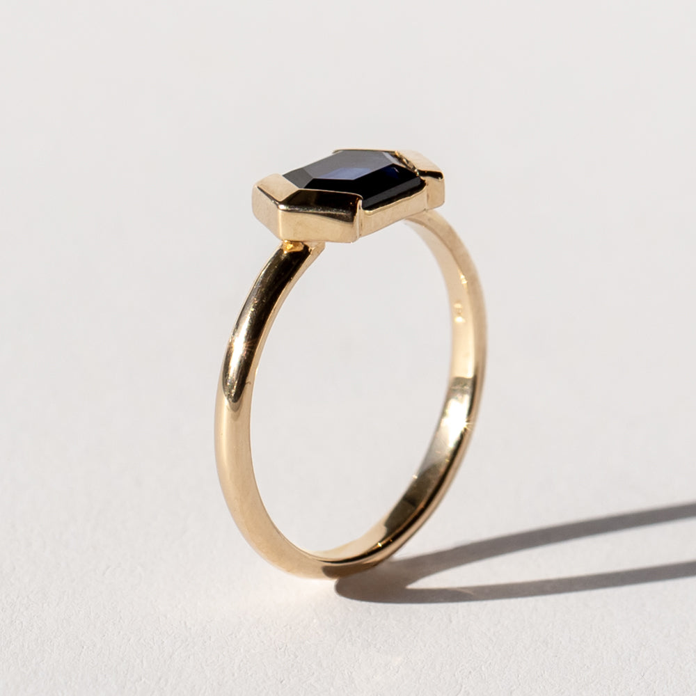 Marbella Demi-Bezel Hexagonal Sapphire Ring