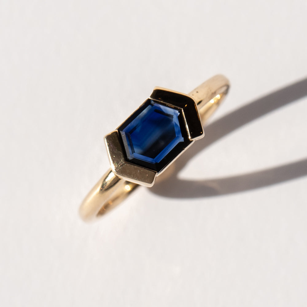Marbella Demi-Bezel Hexagonal Sapphire Ring