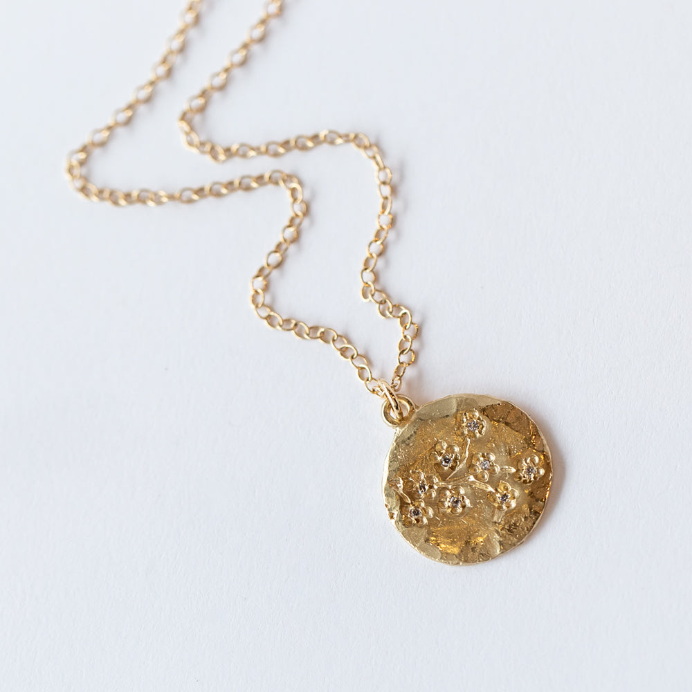 Victoria Cunningham | Round Hammered Cherry Blossom Necklace