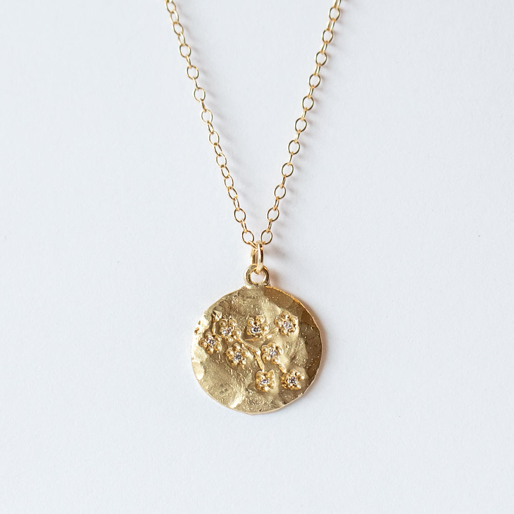 Victoria Cunningham | Round Hammered Cherry Blossom Necklace