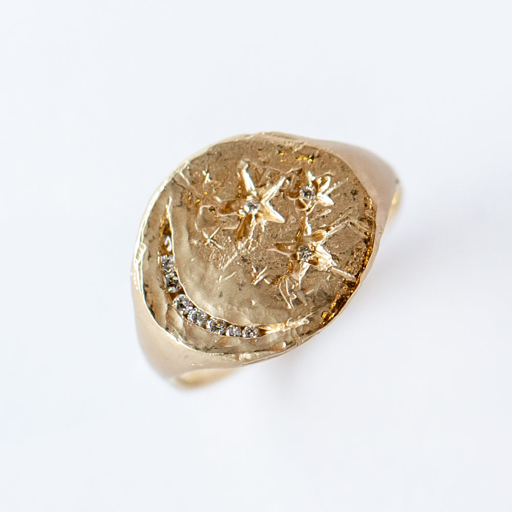 Victoria Cunningham | Moon And Stars Signet Ring