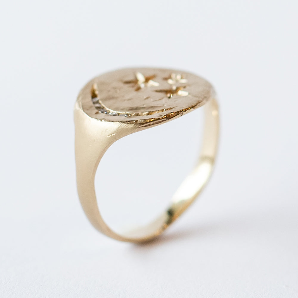 Victoria Cunningham | Moon And Stars Signet Ring