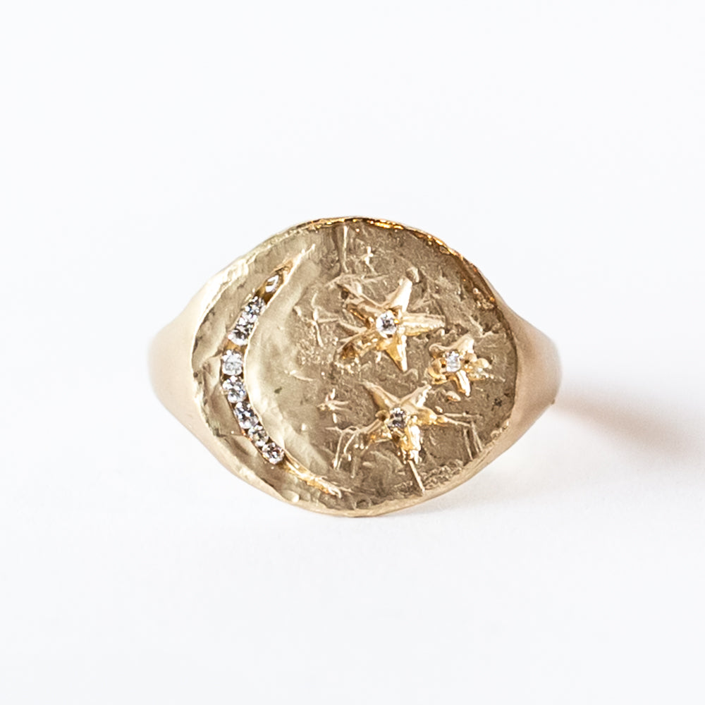 Victoria Cunningham | Moon And Stars Signet Ring