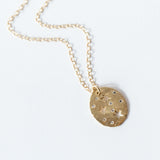 Victoria Cunningham | Oval Star Cut Out Disc Necklace with Diamonds