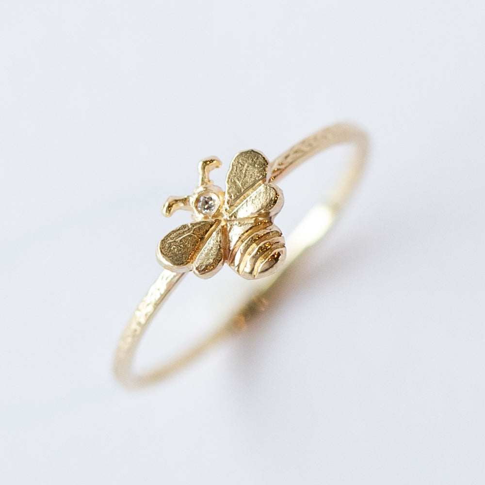 Victoria Cunningham | Tiny Bee Ring with Diamond