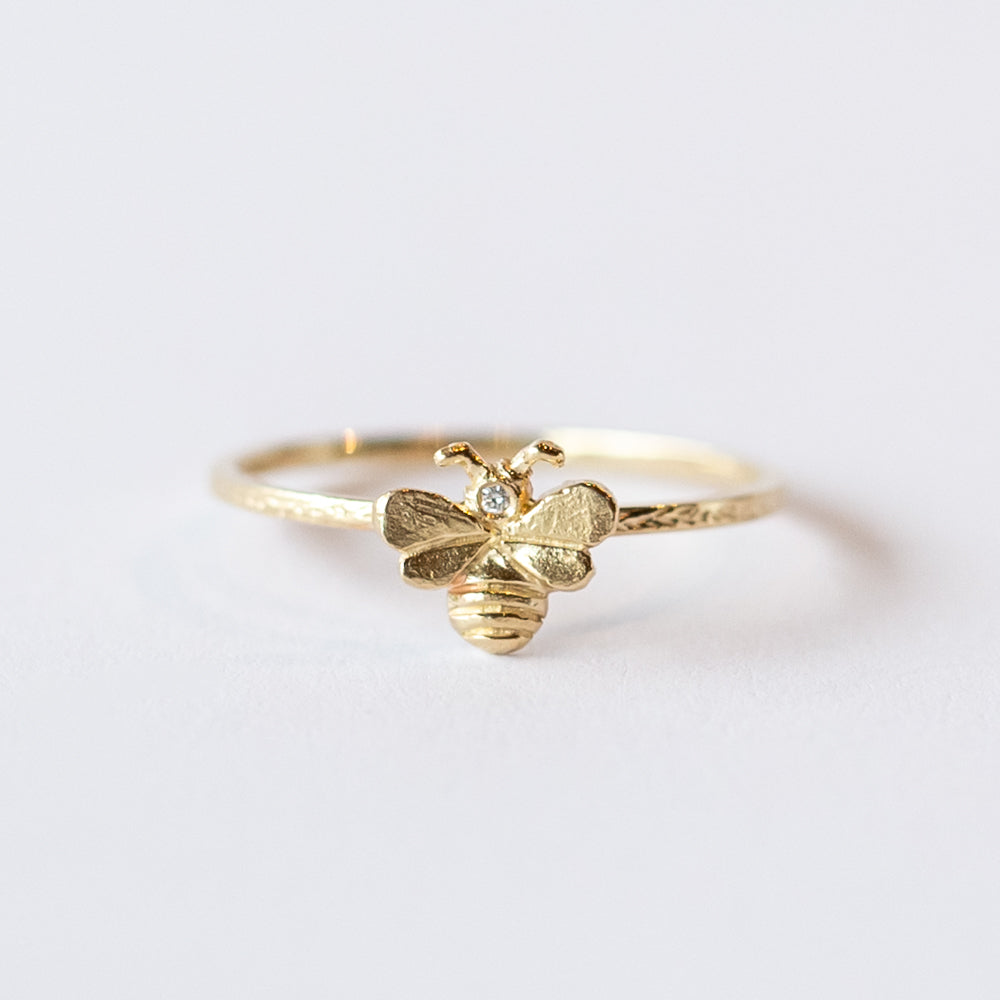 Victoria Cunningham | Tiny Bee Ring with Diamond