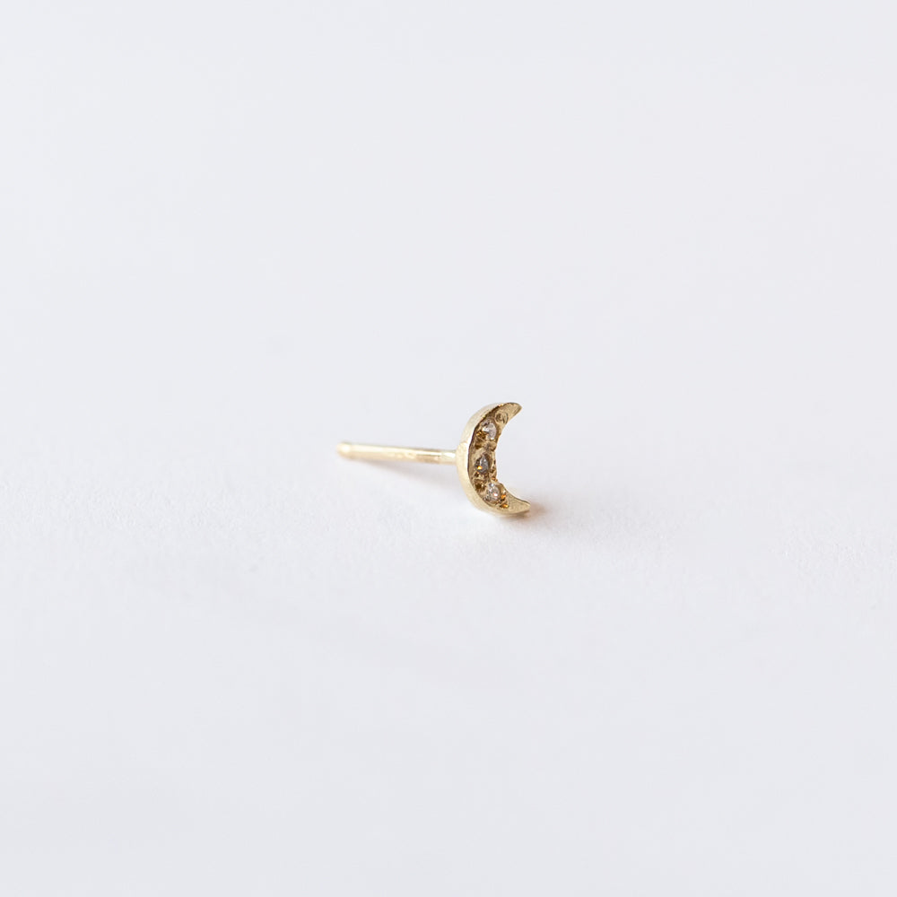 Victoria Cunningham | Tiny Diamond Moon Stud Earring (Single)