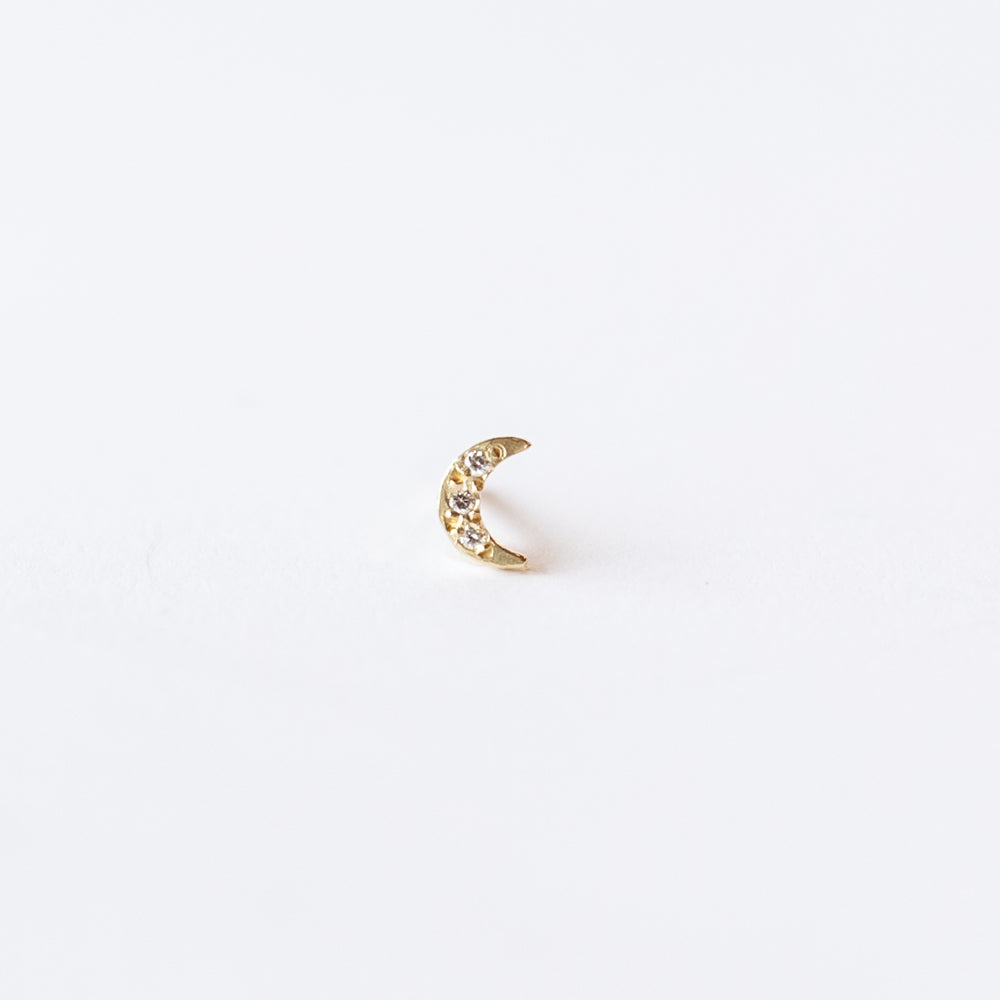 Victoria Cunningham | Tiny Diamond Moon Stud Earring (Single)