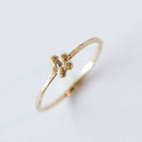 Victoria Cunningham | Tiny Flower Ring with Diamond Center