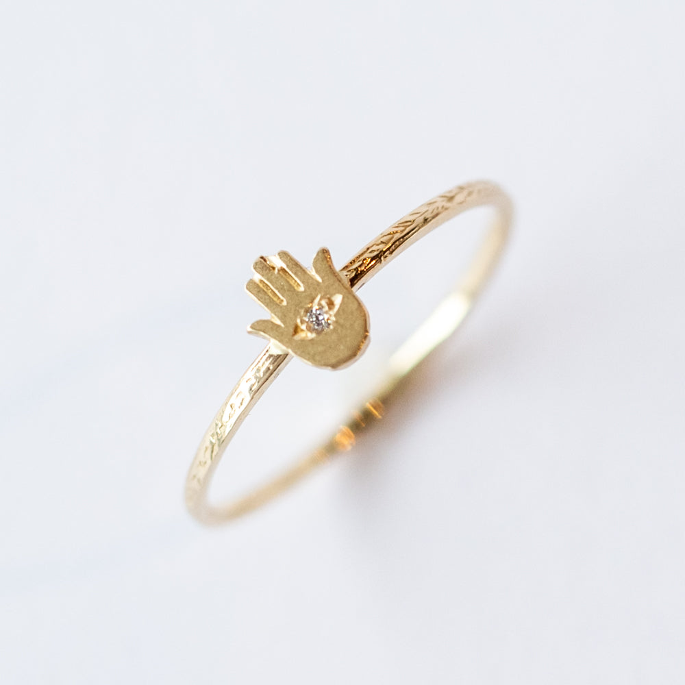 Victoria Cunningham | Tiny Hamsa Ring with Diamond