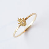 Victoria Cunningham | Tiny Hamsa Ring with Diamond