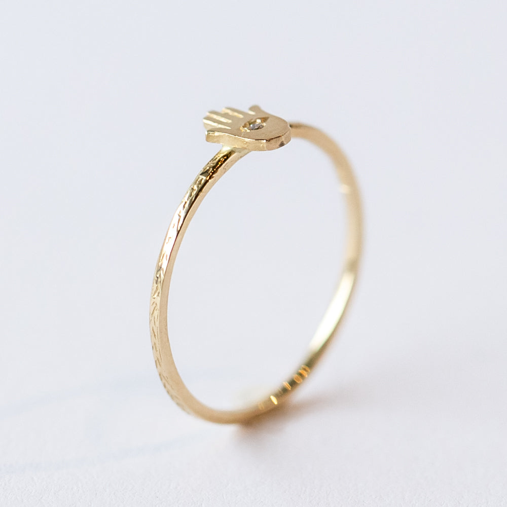 Victoria Cunningham | Tiny Hamsa Ring with Diamond