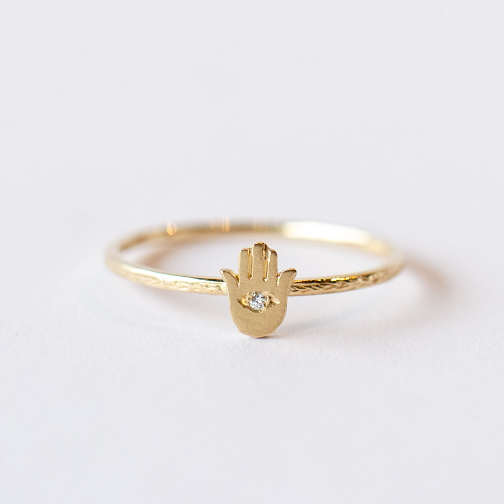 Victoria Cunningham | Tiny Hamsa Ring with Diamond