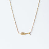 Victoria Cunningham | Tiny Fish Necklace with Diamond Eye