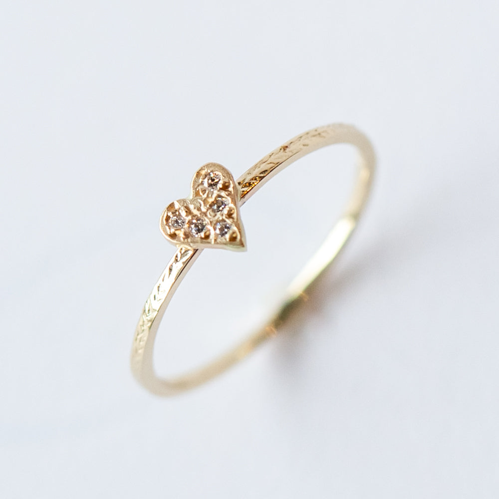 Victoria Cunningham | Tiny Pave Diamond Heart Ring