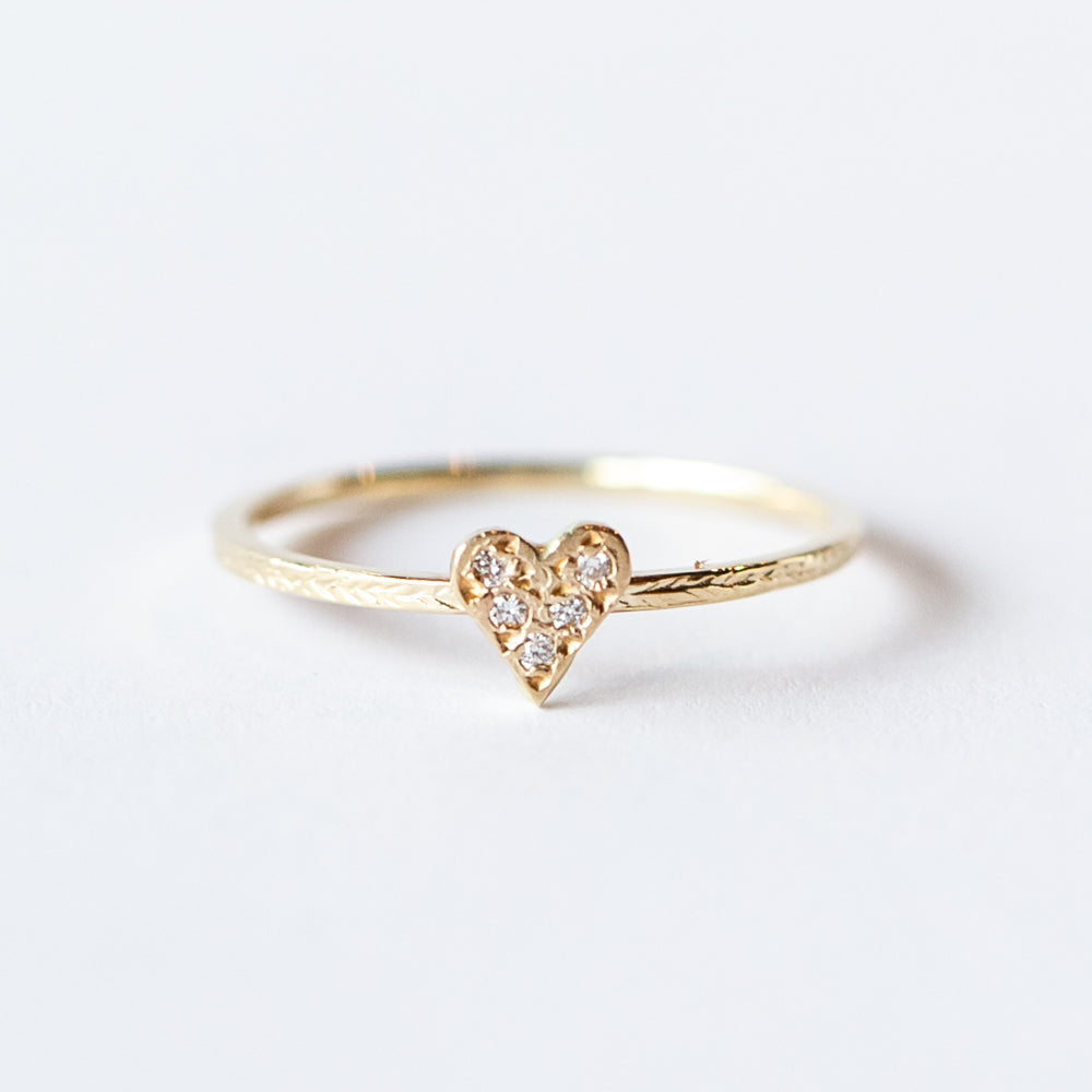 Victoria Cunningham | Tiny Pave Diamond Heart Ring