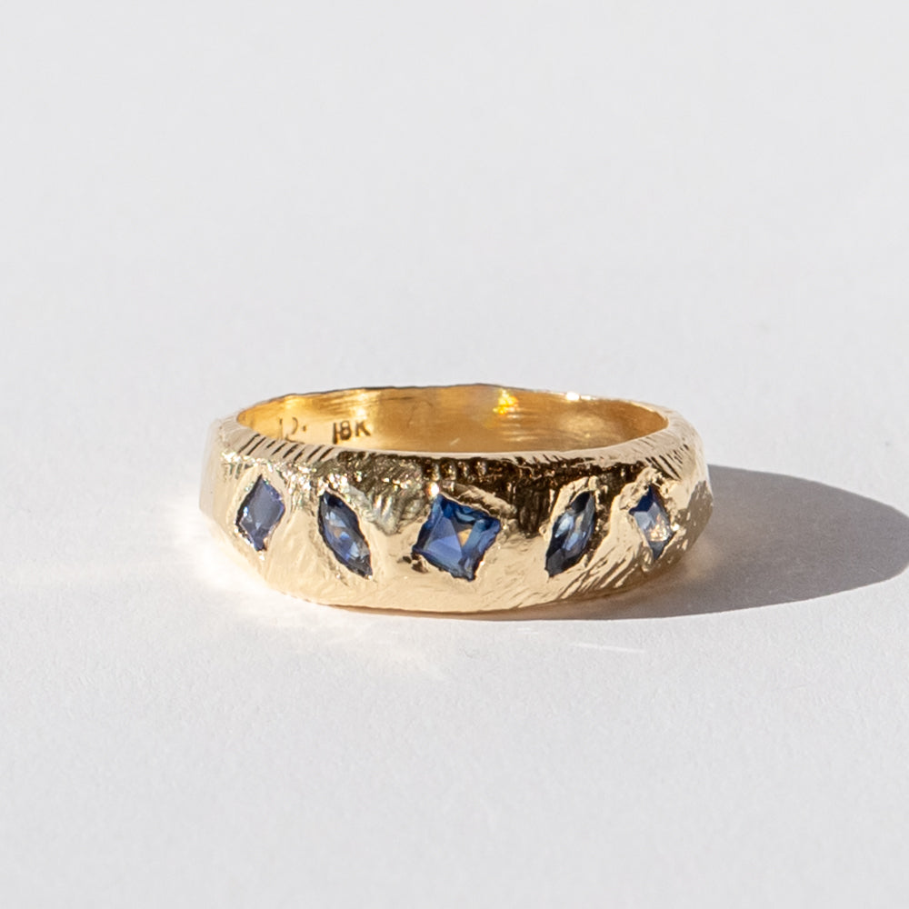 Geometric Mixed Sapphire Domed Ring