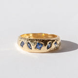 Geometric Mixed Sapphire Domed Ring