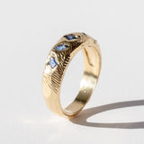Geometric Mixed Sapphire Domed Ring