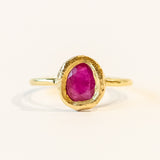 Freeform Rose Cut Ruby Solitaire Ring