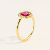 Freeform Rose Cut Ruby Solitaire Ring
