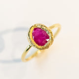 Freeform Rose Cut Ruby Solitaire Ring