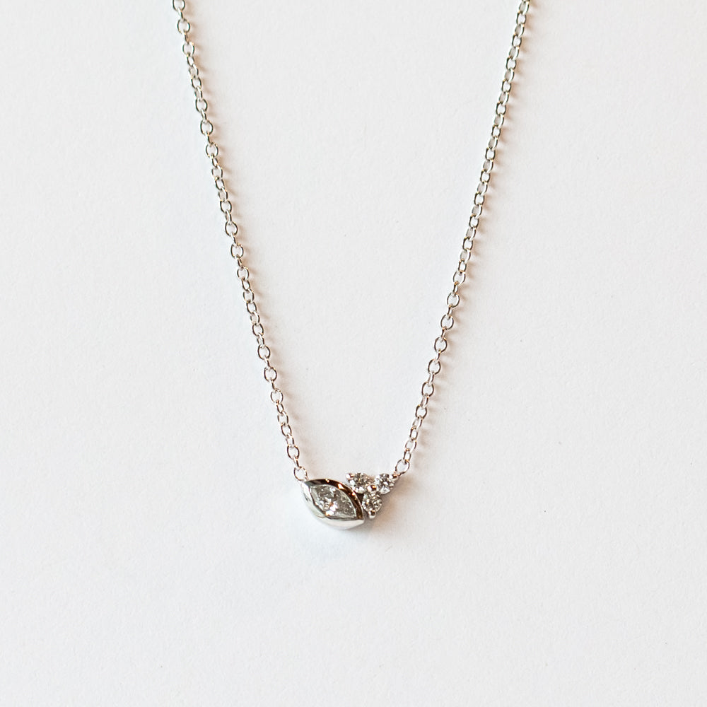 Bezel Zoe Chicco | Marquise and Prong Set Trio Diamond Necklace